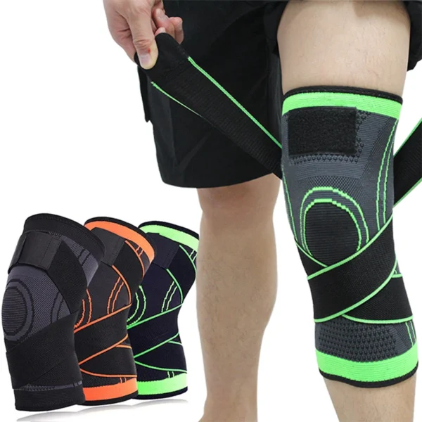 1PC Sports Fitness Knee Pads Men Pressurized Elastic Kneepad Support Bandage Fitness Gear Basketball Volleyball Brace Protector - Image 11