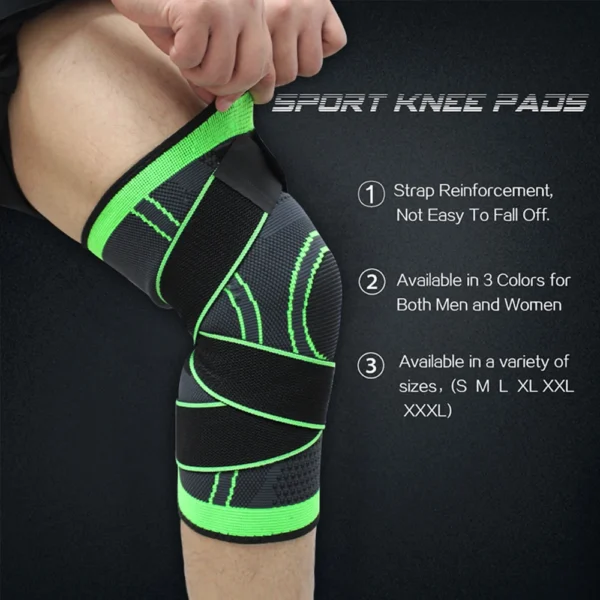 1PC Sports Fitness Knee Pads Men Pressurized Elastic Kneepad Support Bandage Fitness Gear Basketball Volleyball Brace Protector - Image 4