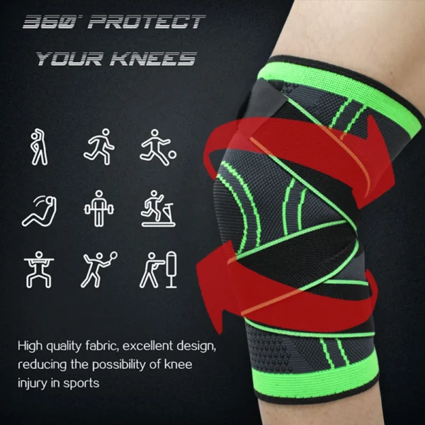 1PC Sports Fitness Knee Pads Men Pressurized Elastic Kneepad Support Bandage Fitness Gear Basketball Volleyball Brace Protector - Image 5