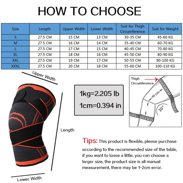 1PC Sports Fitness Knee Pads Men Pressurized Elastic Kneepad Support Bandage Fitness Gear Basketball Volleyball Brace Protector - Image 12